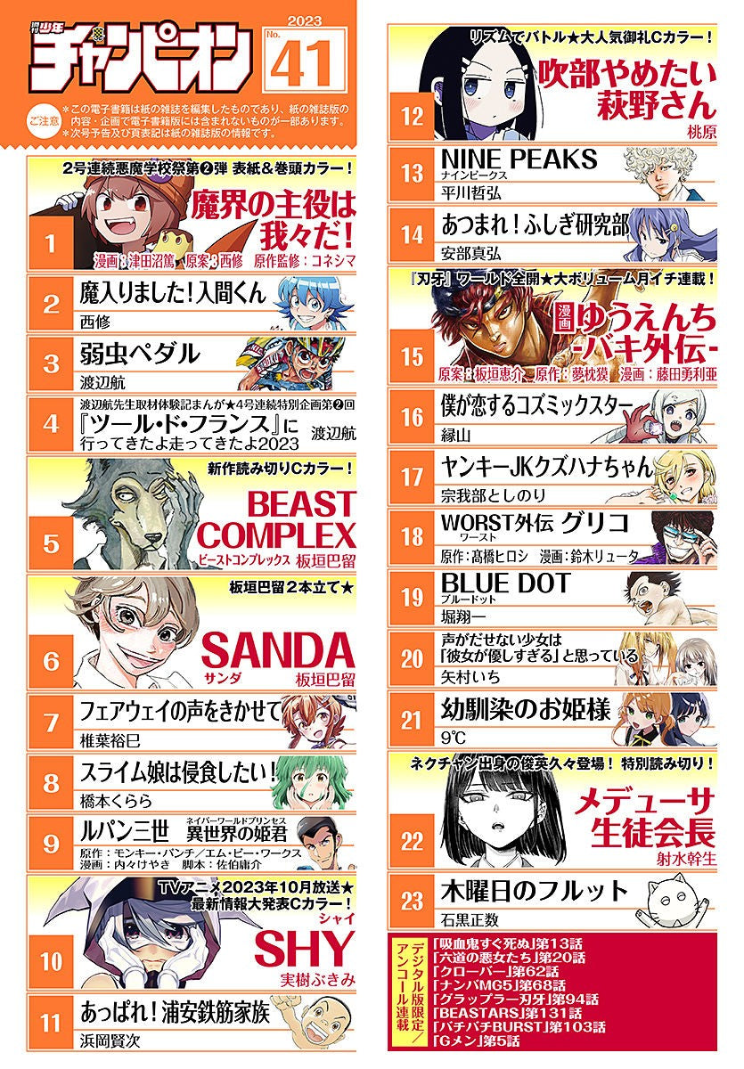 Weekly Shonen Champion 41 (2023) - WE ARE THE MAIN CHARACTERS OF THE DEMON WORLD!