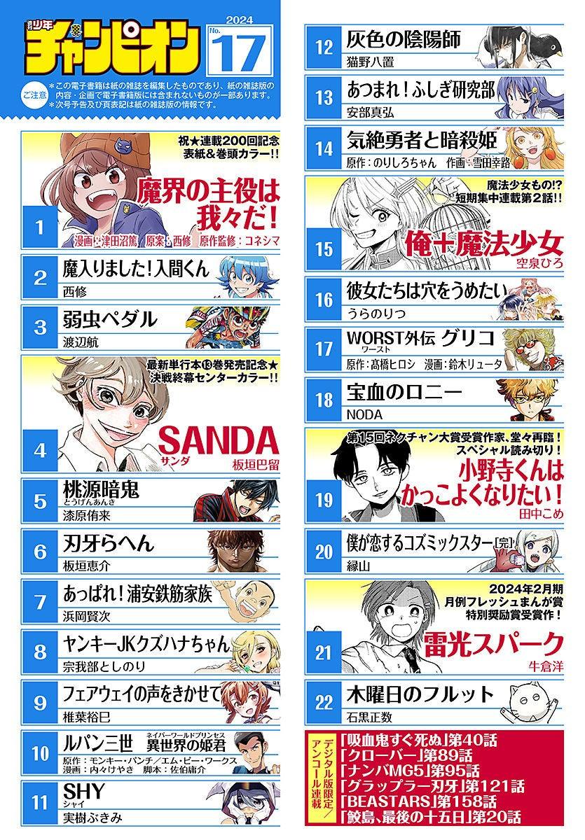 Weekly Shonen Champion 17 (2024) - WELCOME TO DEMON SCHOOL! IRUMA-KUN