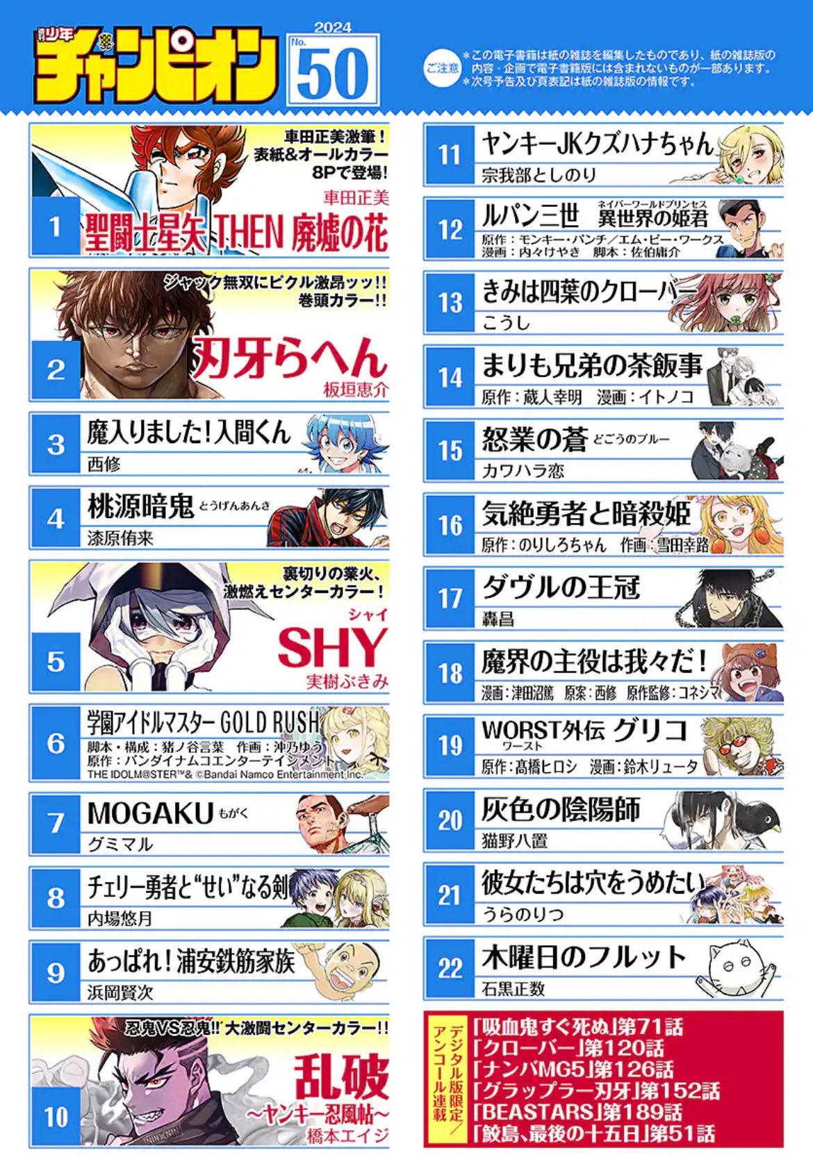 Weekly Shonen Champion 50 (2024) - SAINT SEIYA THEN - HAIKYO NO HANA FIRST CHAPTER