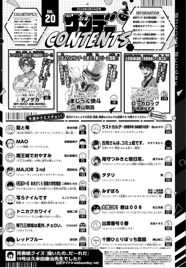 Weekly Shonen Sunday 20 (2024) - DETECTIVE CONAN × MAGIC KAITO