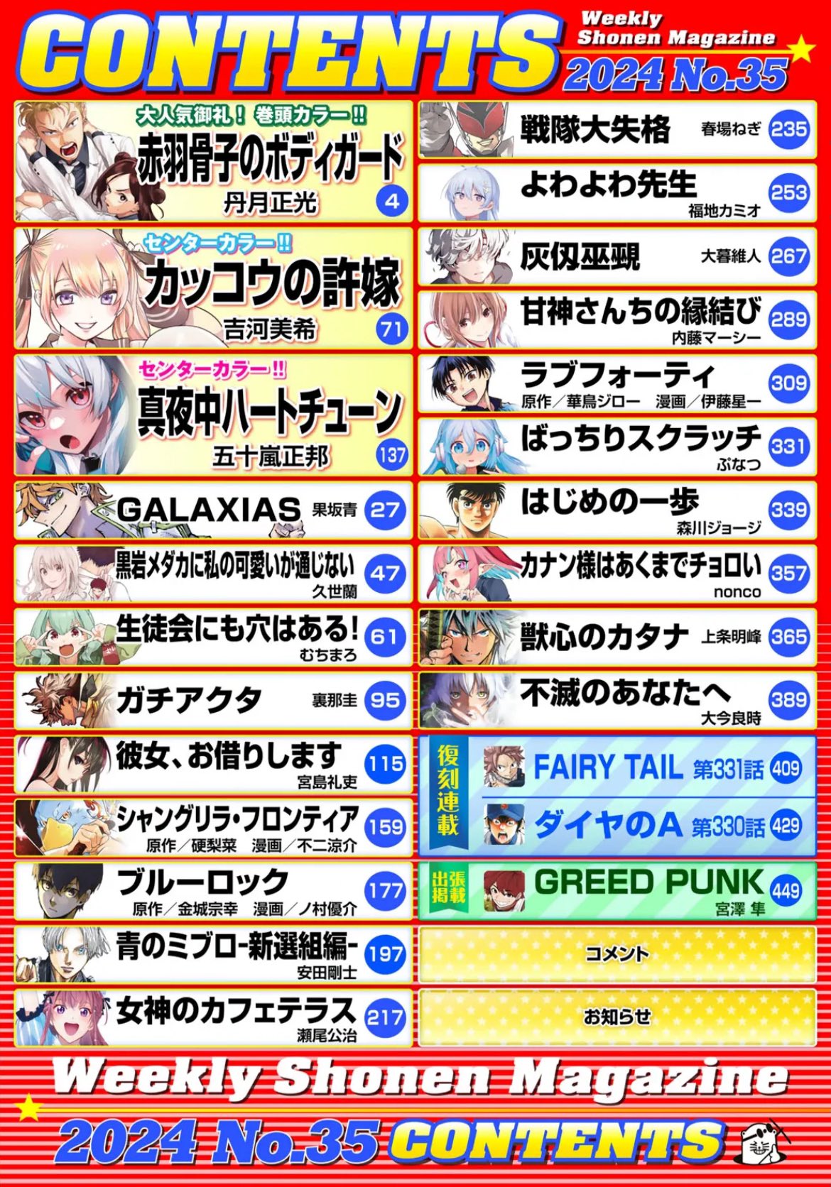Weekly Shonen Magazine 35 (2024) - AKABANE HONEKO NO BODYGUARD COS.
